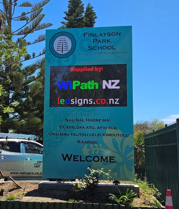 Plinth & Pylon-Style School Sign Structure